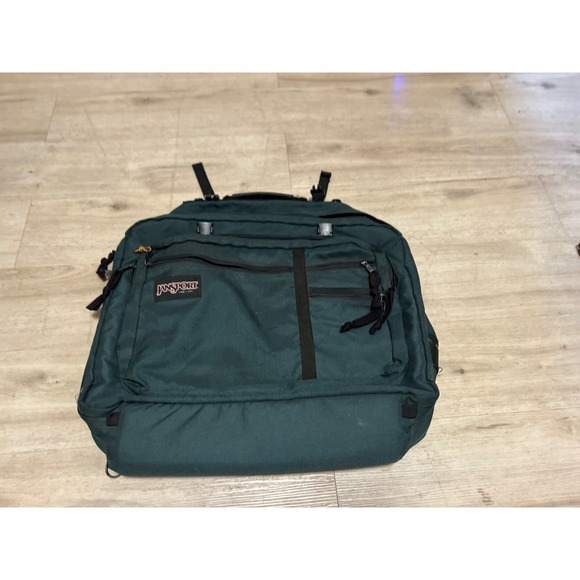JanSport Vintage Convertible Large Zip Duffel‎ Backpack Green Unisex Messenger - Picture 1 of 14
